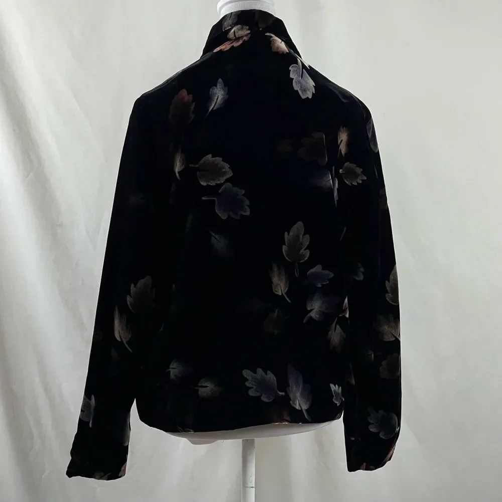 Elliott Lauren Black Velvet Metallic Floral Blazer Jacket NWOT Size M